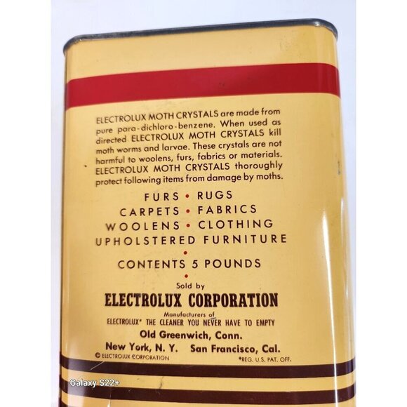 Electrolux Moth Crystals Vintage 5 Lb Tin Para-Dichloro-Benzene - Picture 2 of 9
